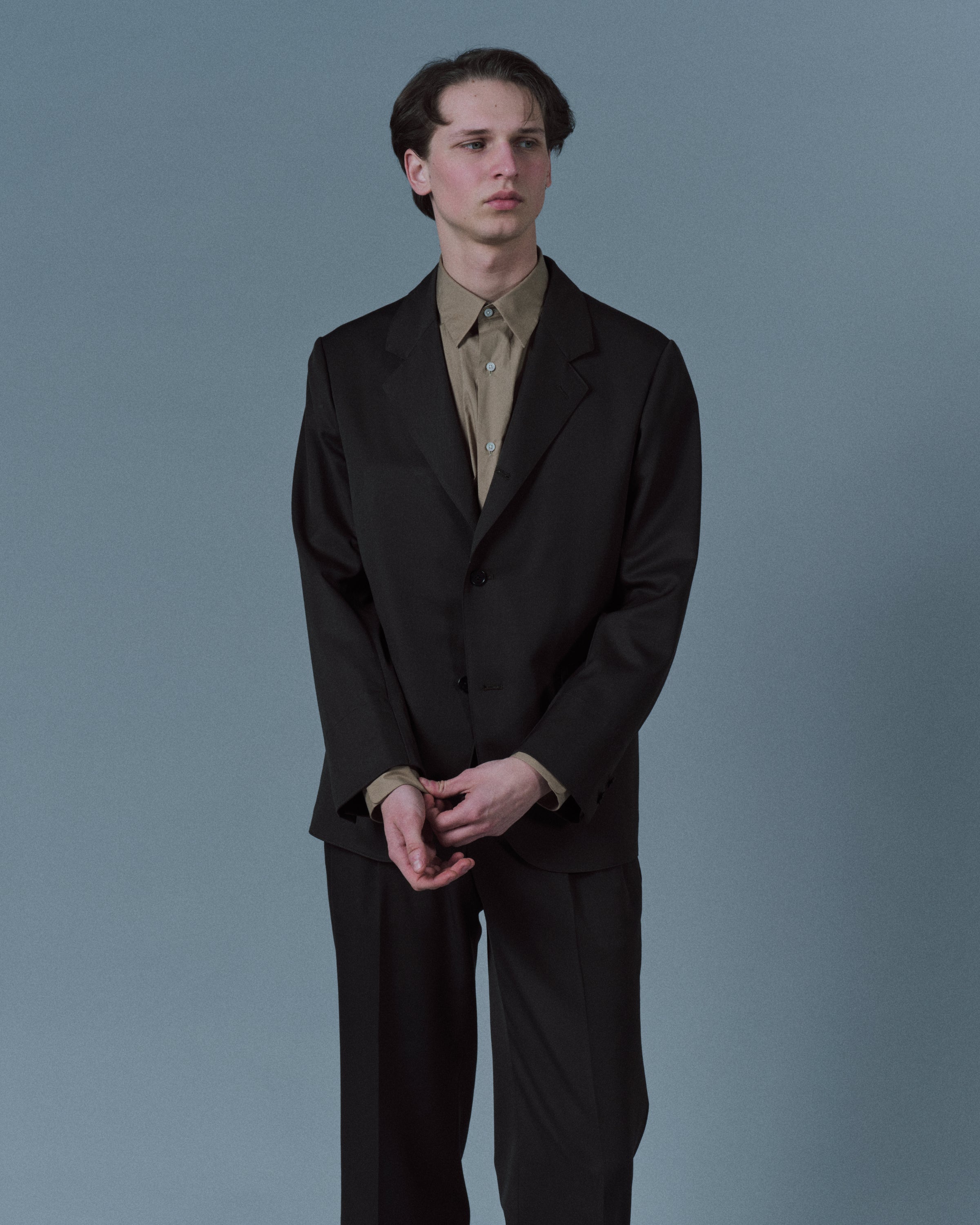 オーガニックウール 2/80 ギャバジン / サックコート, Dark Olive
