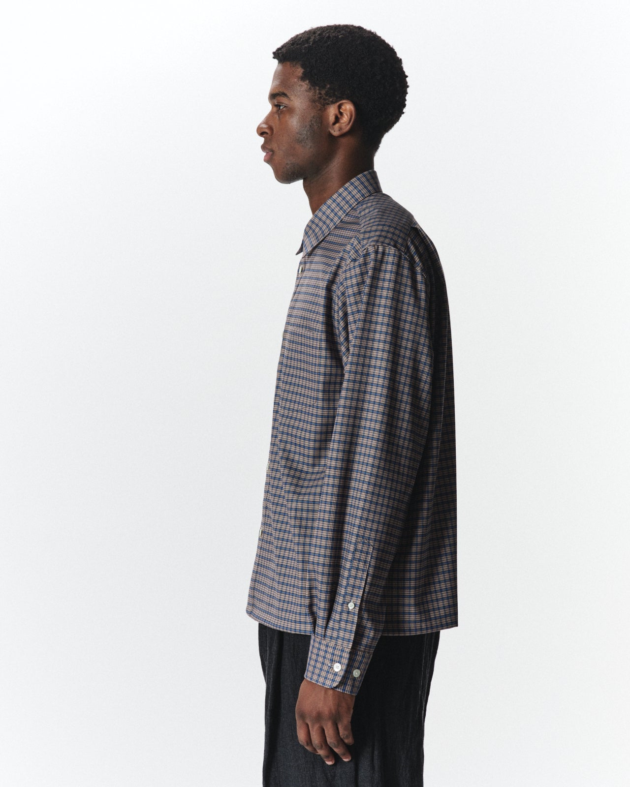 スーパー160s 防縮ウールオックスフォード / スクエアシャツ, Brown Check