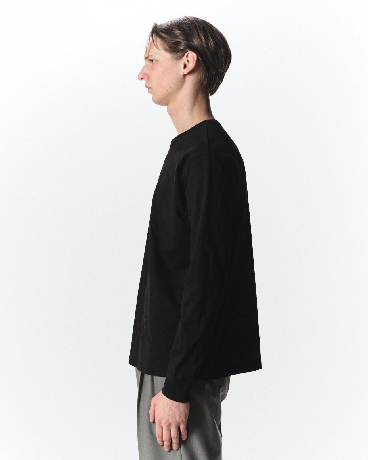 オーガニックGIZA 60/3天竺 サバイバルクロス® / L/SリラックスフィットTee, Black