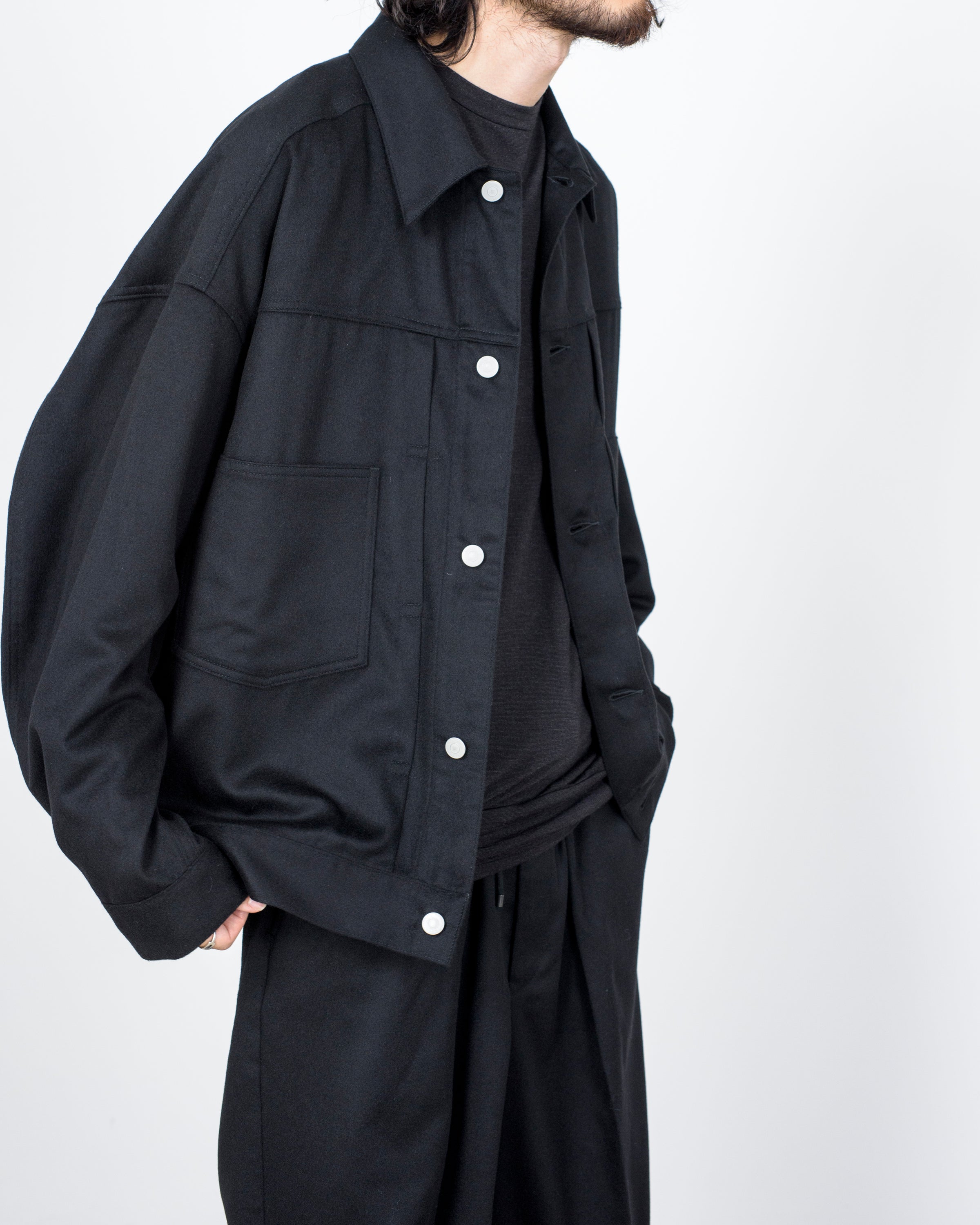 カシミヤフランネル / EDIFICE x MARKAWARE マイナージャケット ,Black