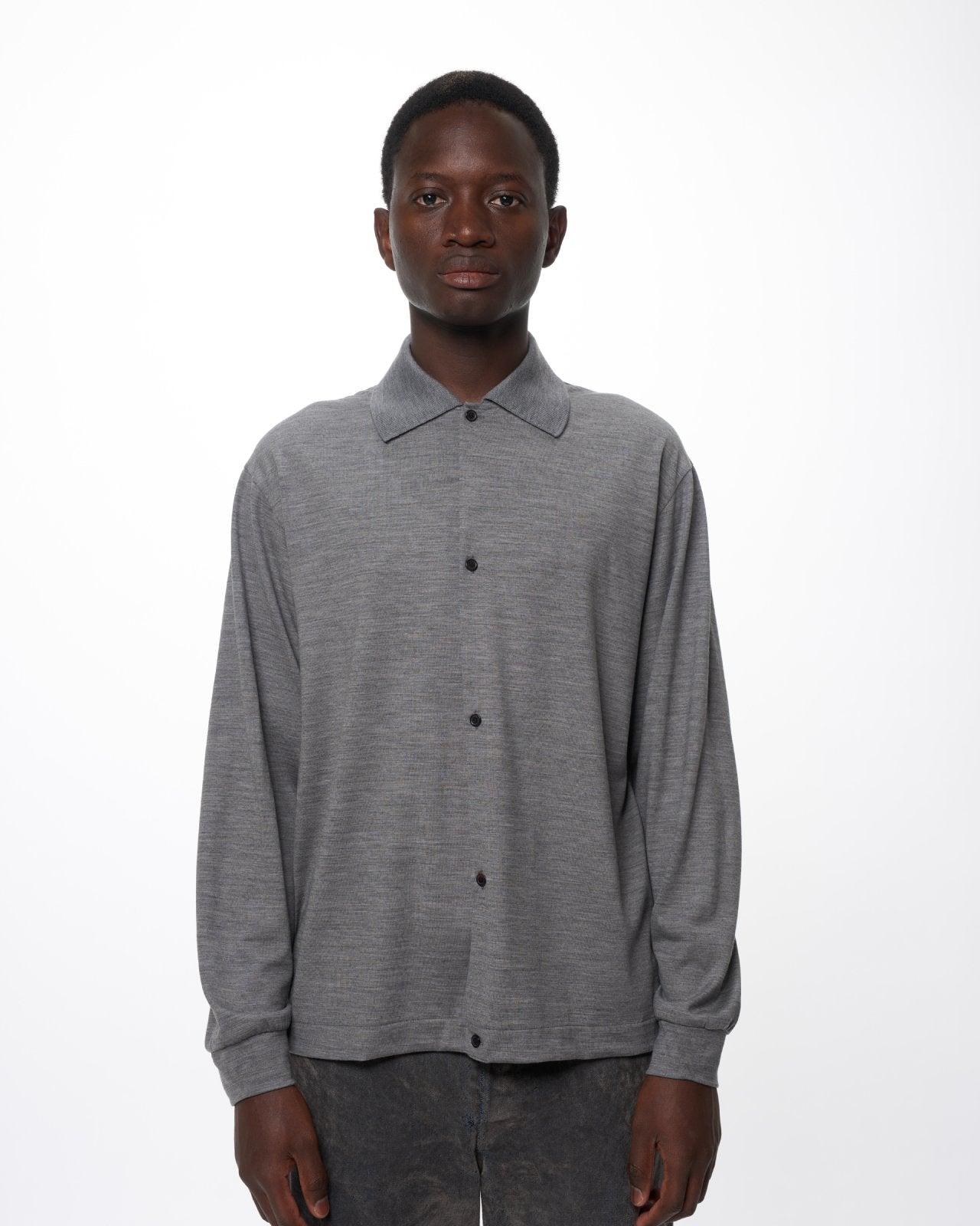 スーパー100s ウォッシャブルウール天竺 / シャツカーディガン, Top Gray