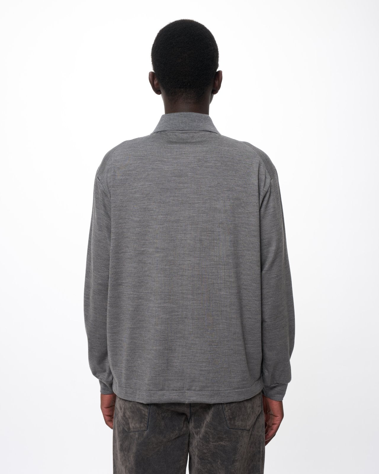 スーパー100s ウォッシャブルウール天竺 / シャツカーディガン, Top Gray