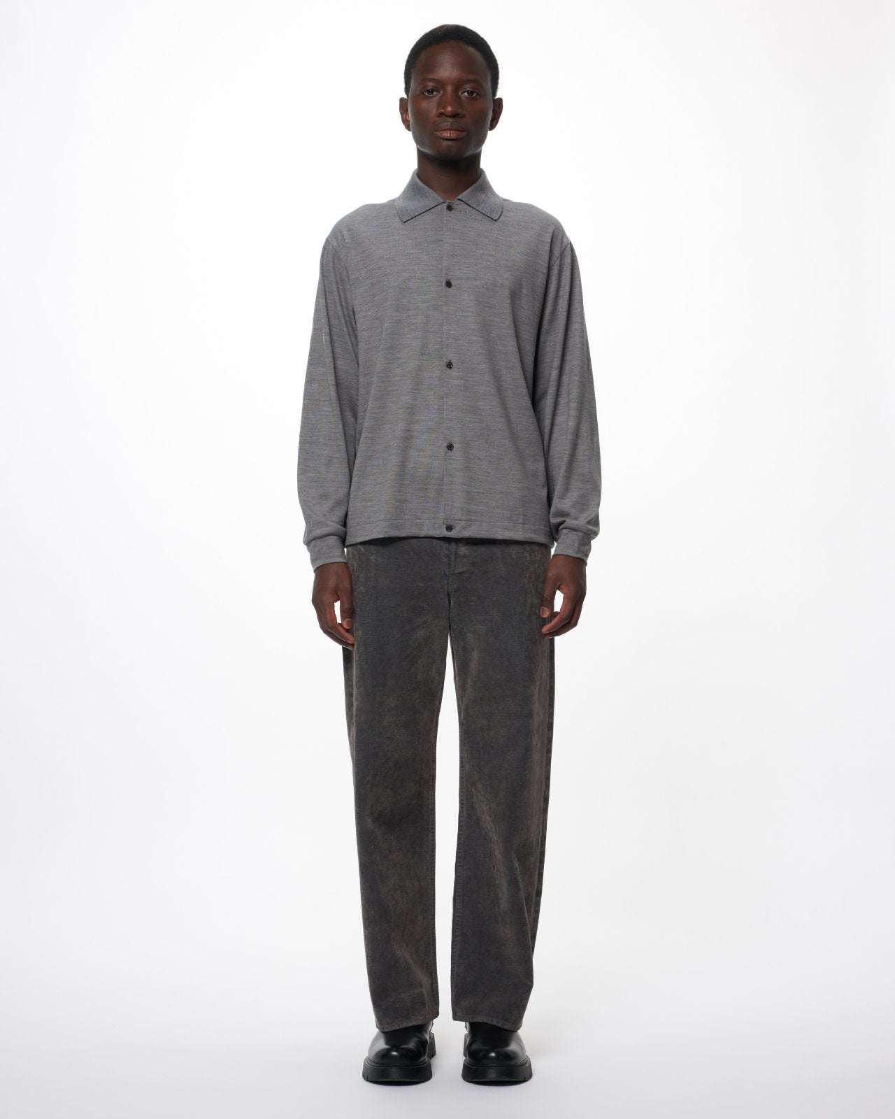 スーパー100s ウォッシャブルウール天竺 / シャツカーディガン, Top Gray