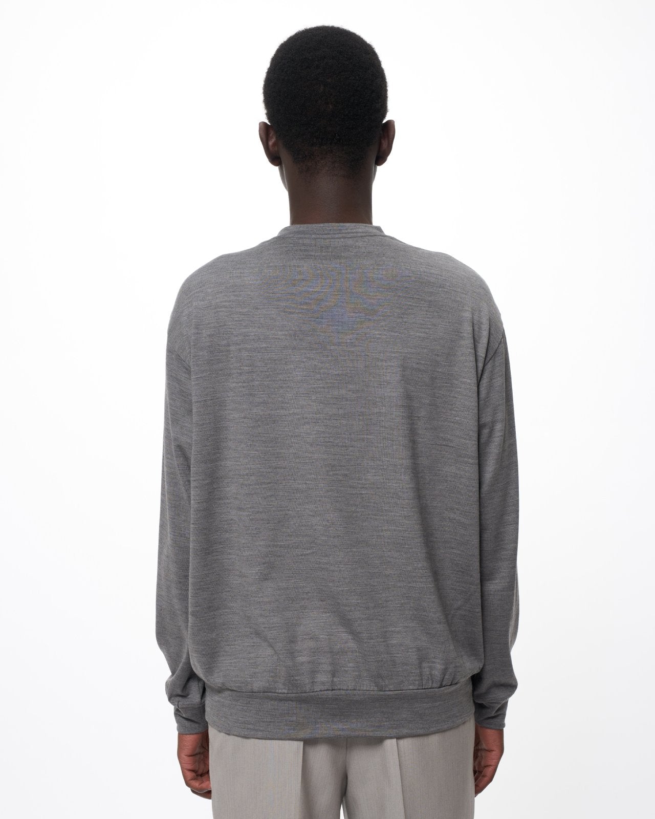 スーパー100sウォッシャブルウール天竺 / クルーネック L/S Tee, Top Gray