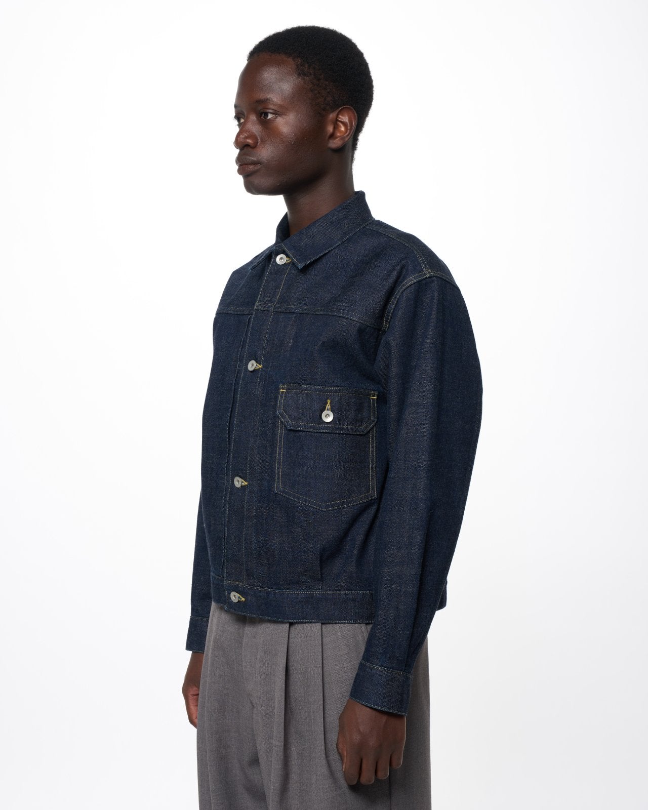 Organic Cotton 13.5oz Selvedge Denim / Type-1 Denim Jacket, Indigo O.W