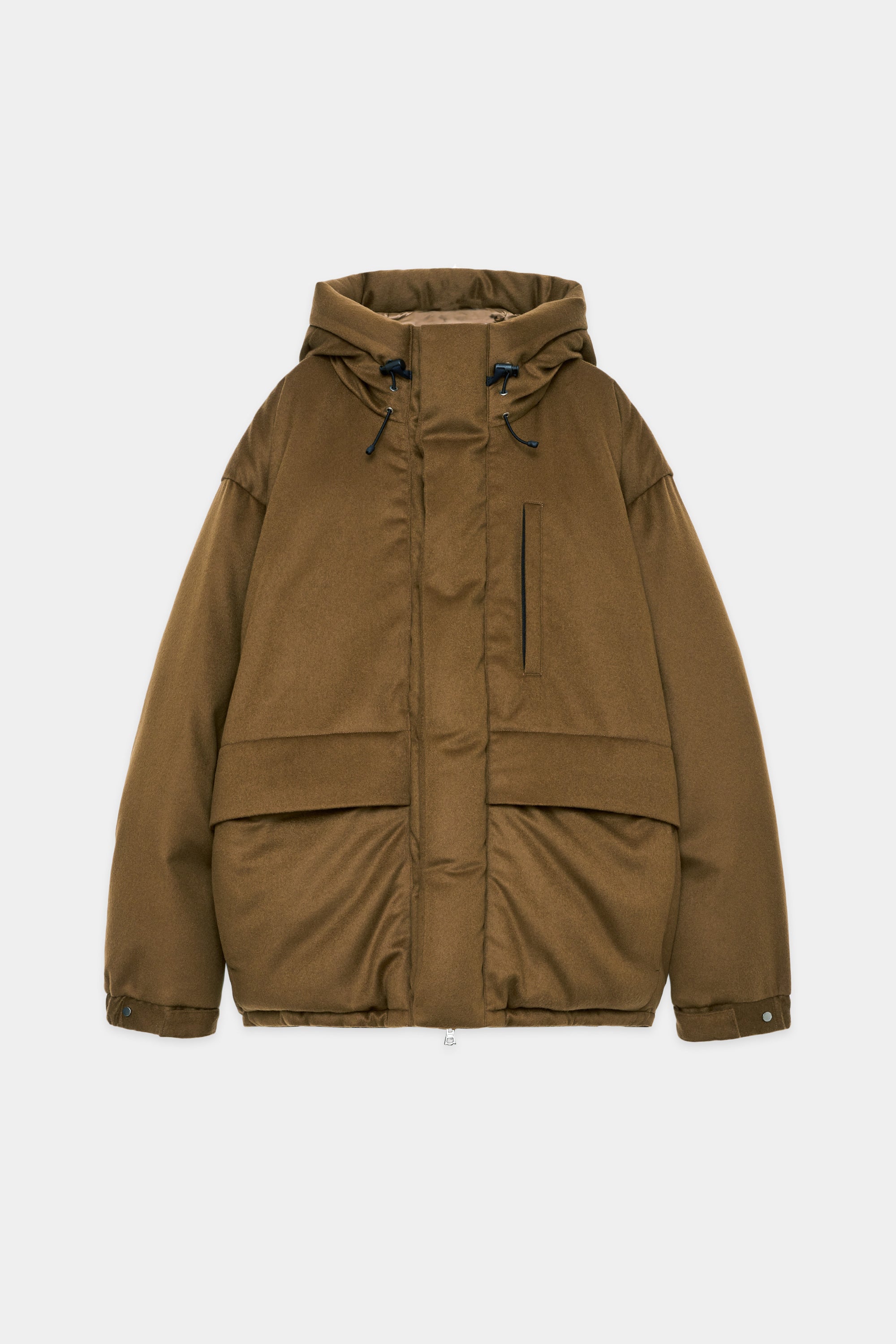 カシミヤフランネル / カシミヤダウンジャケット, Brown Khaki