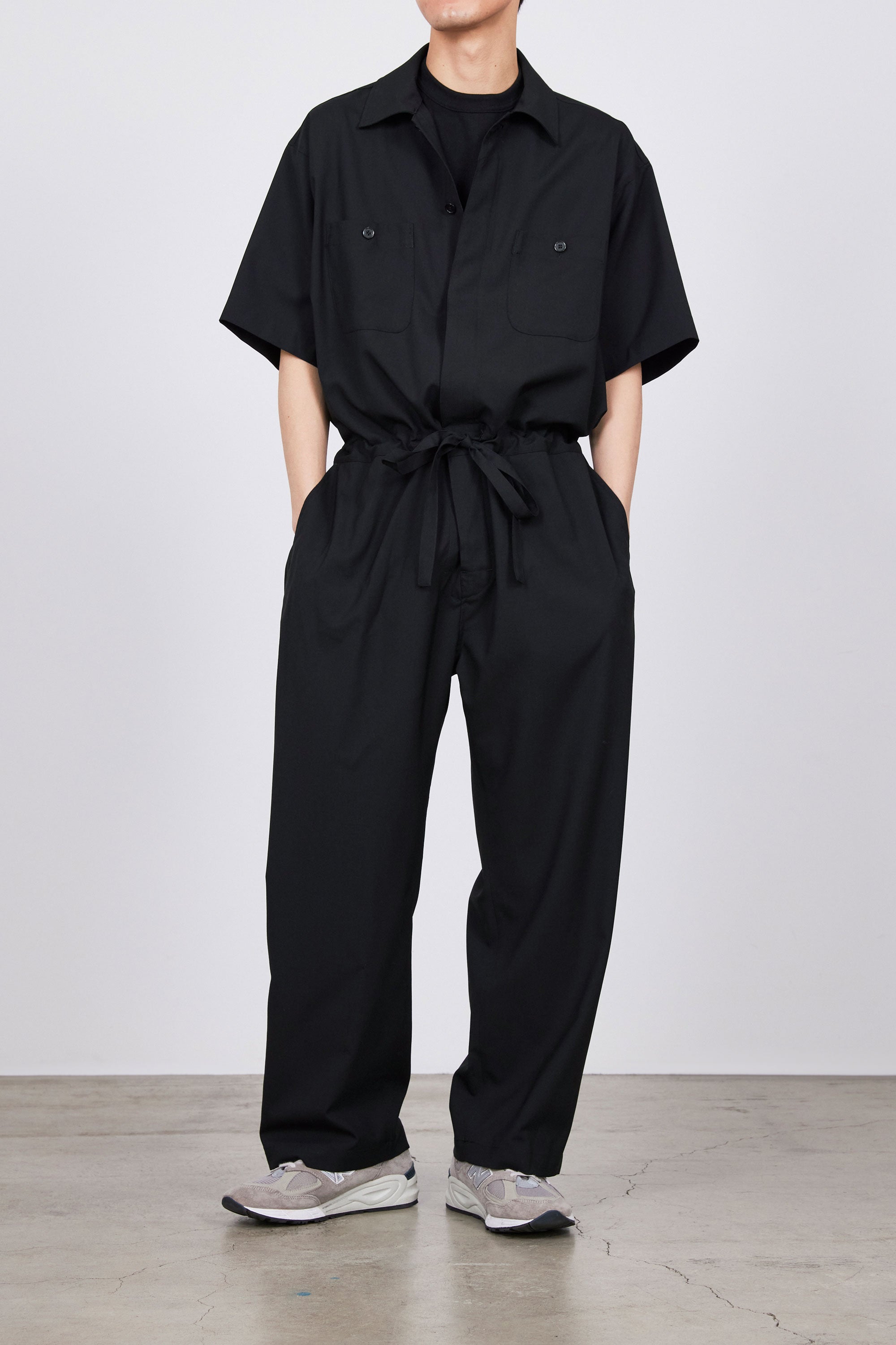 オーガニックウール 2/80 トロピカル / オールインワン S/S, Black