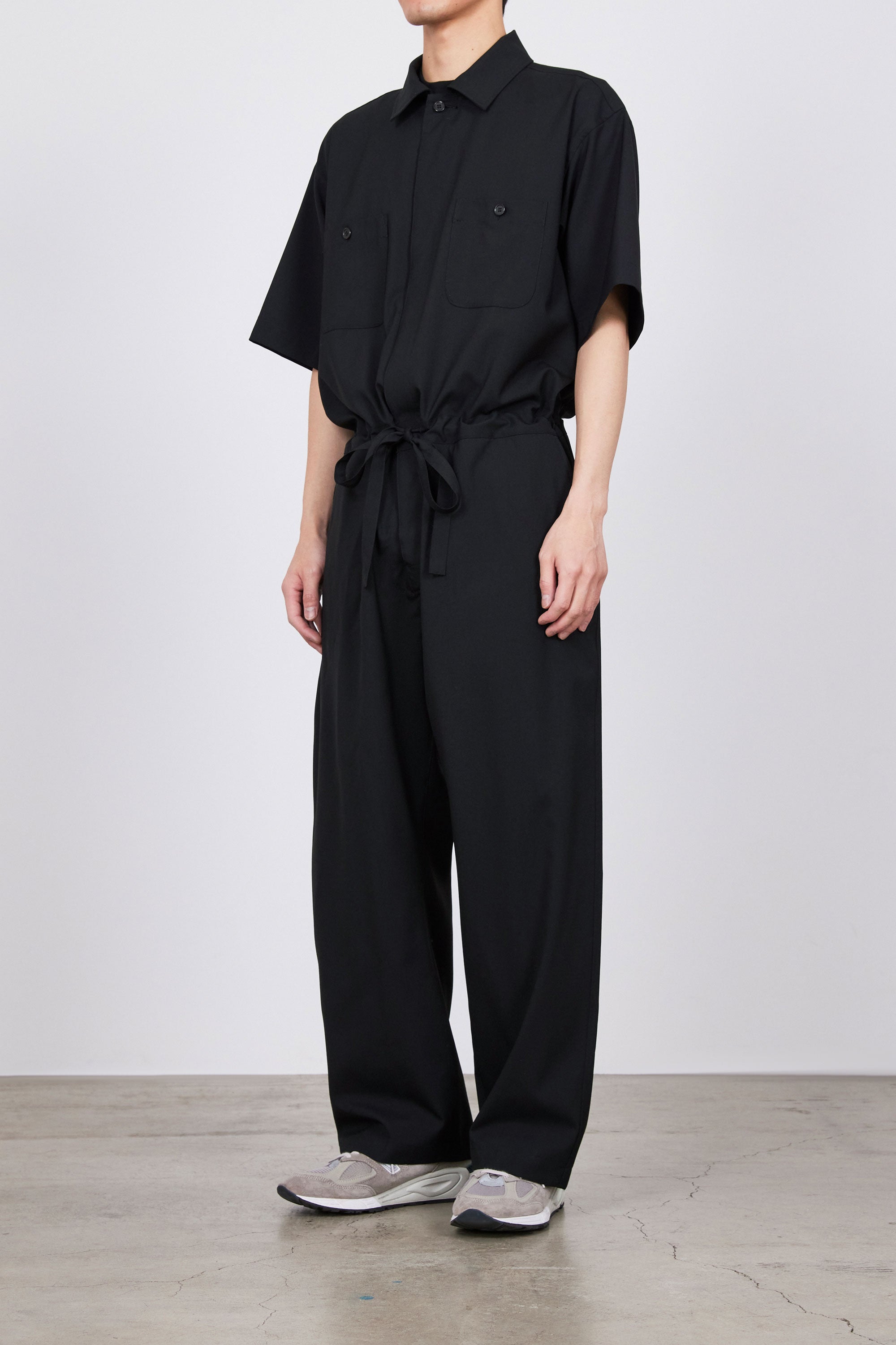 オーガニックウール 2/80 トロピカル / オールインワン S/S, Black
