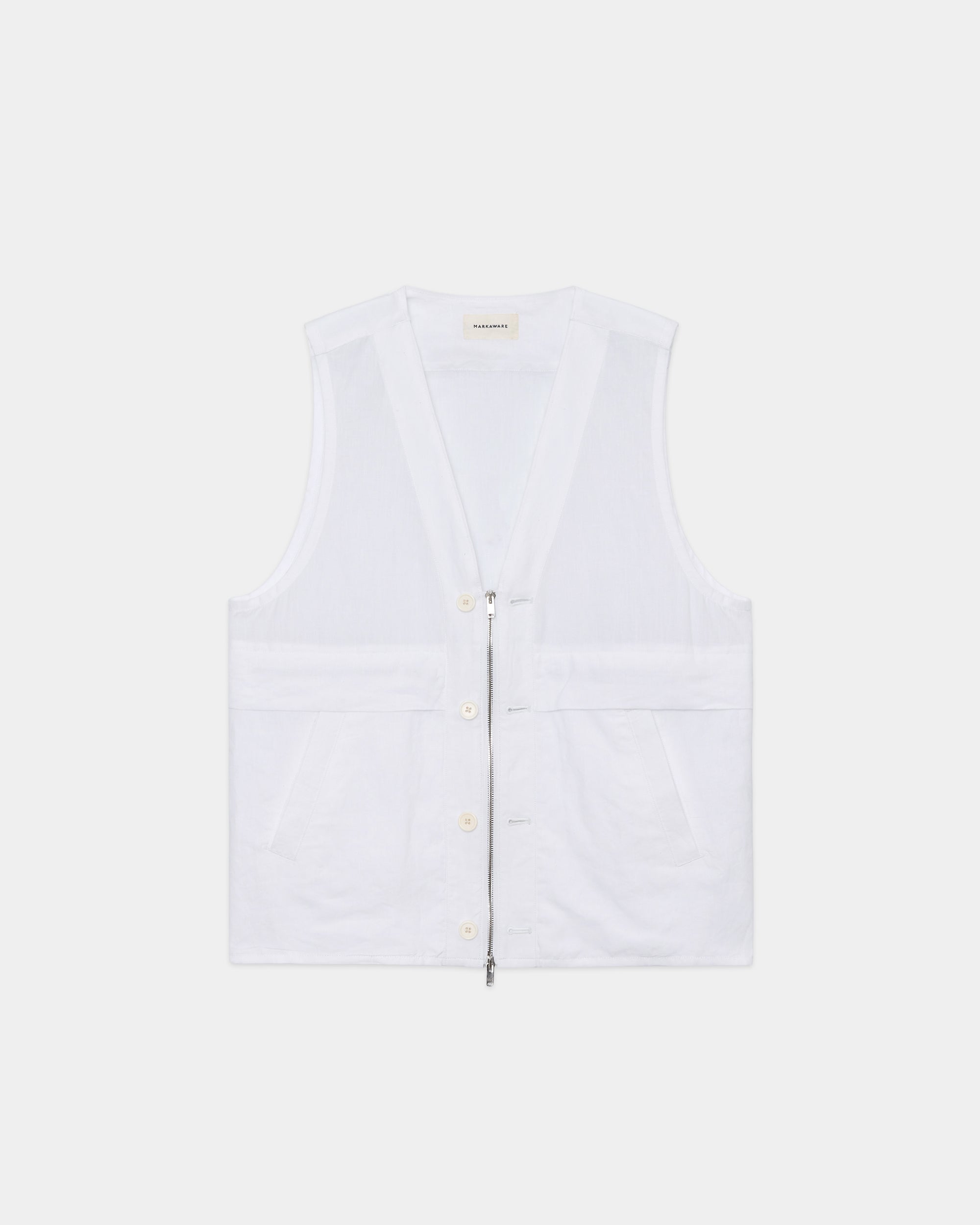 80/1ヘンプタイプライター / ウェストコート, White
