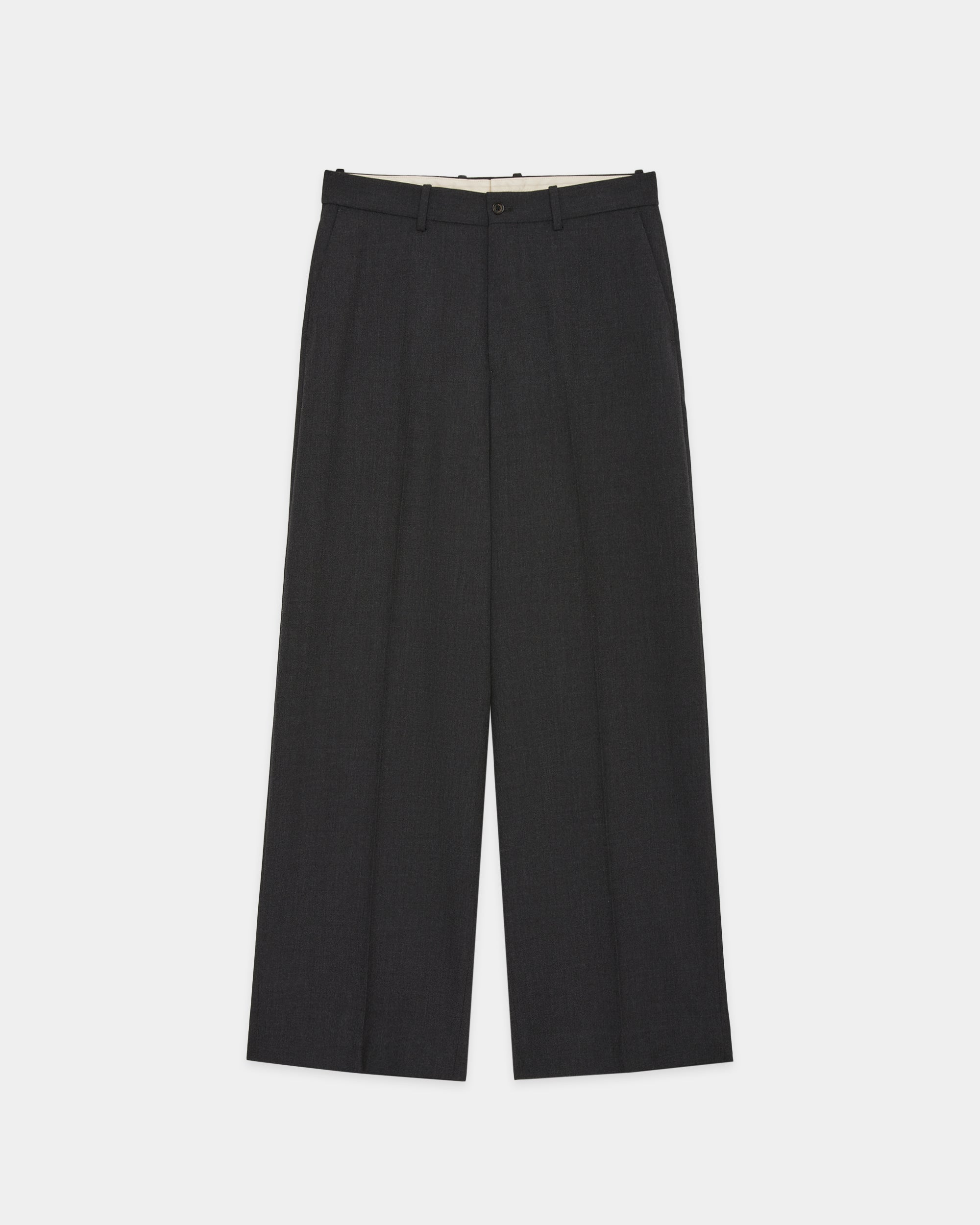 3/60 オーガニックウールサバイバルクロス® / フラットフロントワイドトラウザーズ, Charcoal