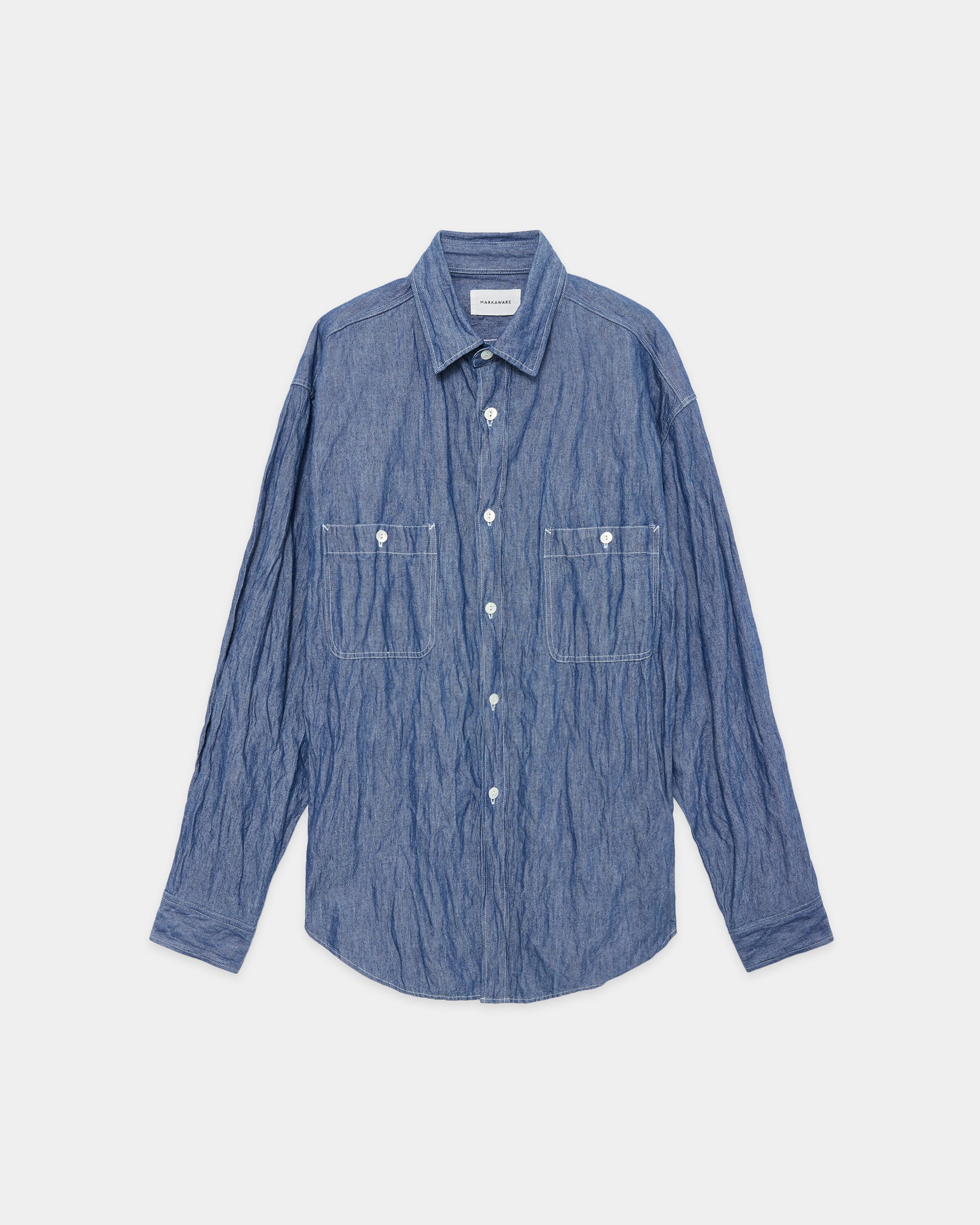 コットンステンレスシャンブレー / ツーポケットワークシャツ, Indigo