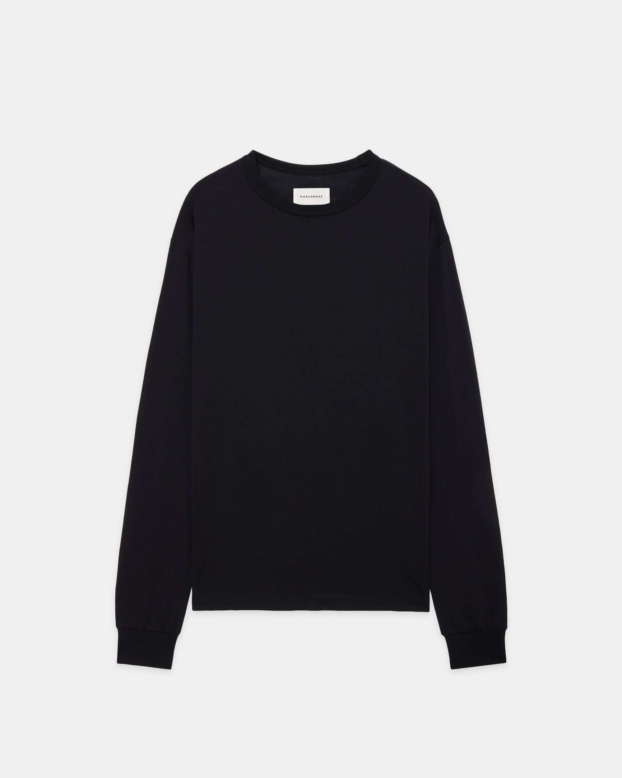 スーパー160sウール 防縮天竺 / リラックスドフィットL/S Tee, Black
