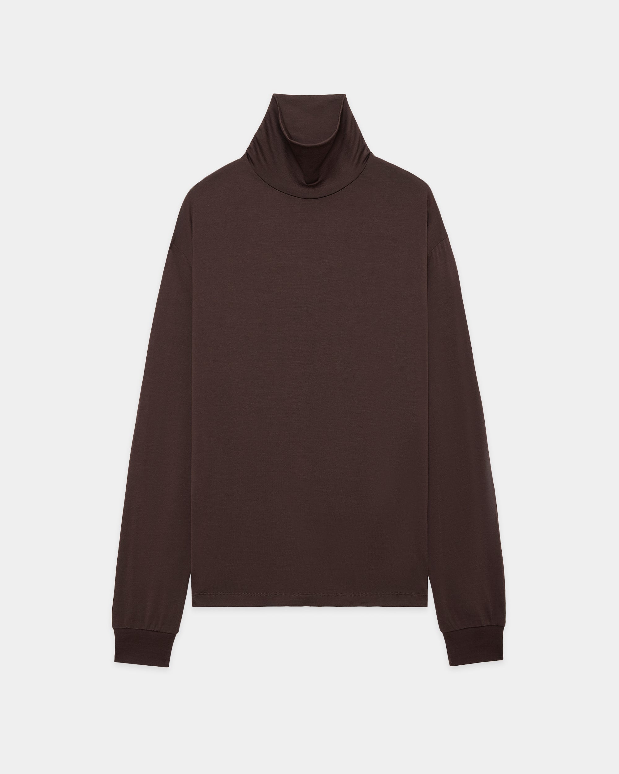 Super 160s Wool Washable Knit / Relaxed Fit Turtle Neck, Olive Drab
