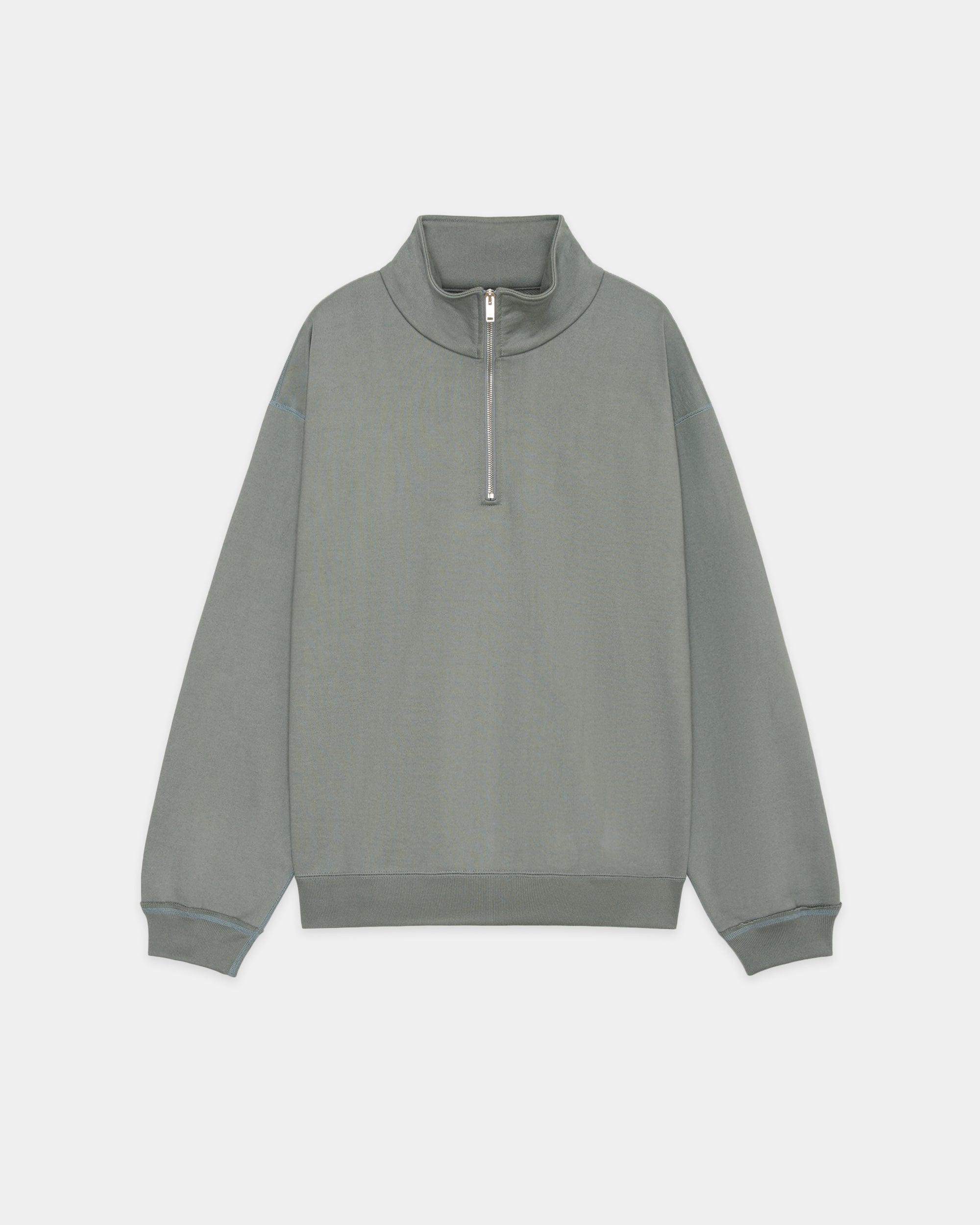 Organic Cotton Heavy Fleece / Comfort Half Zip, Sage Green