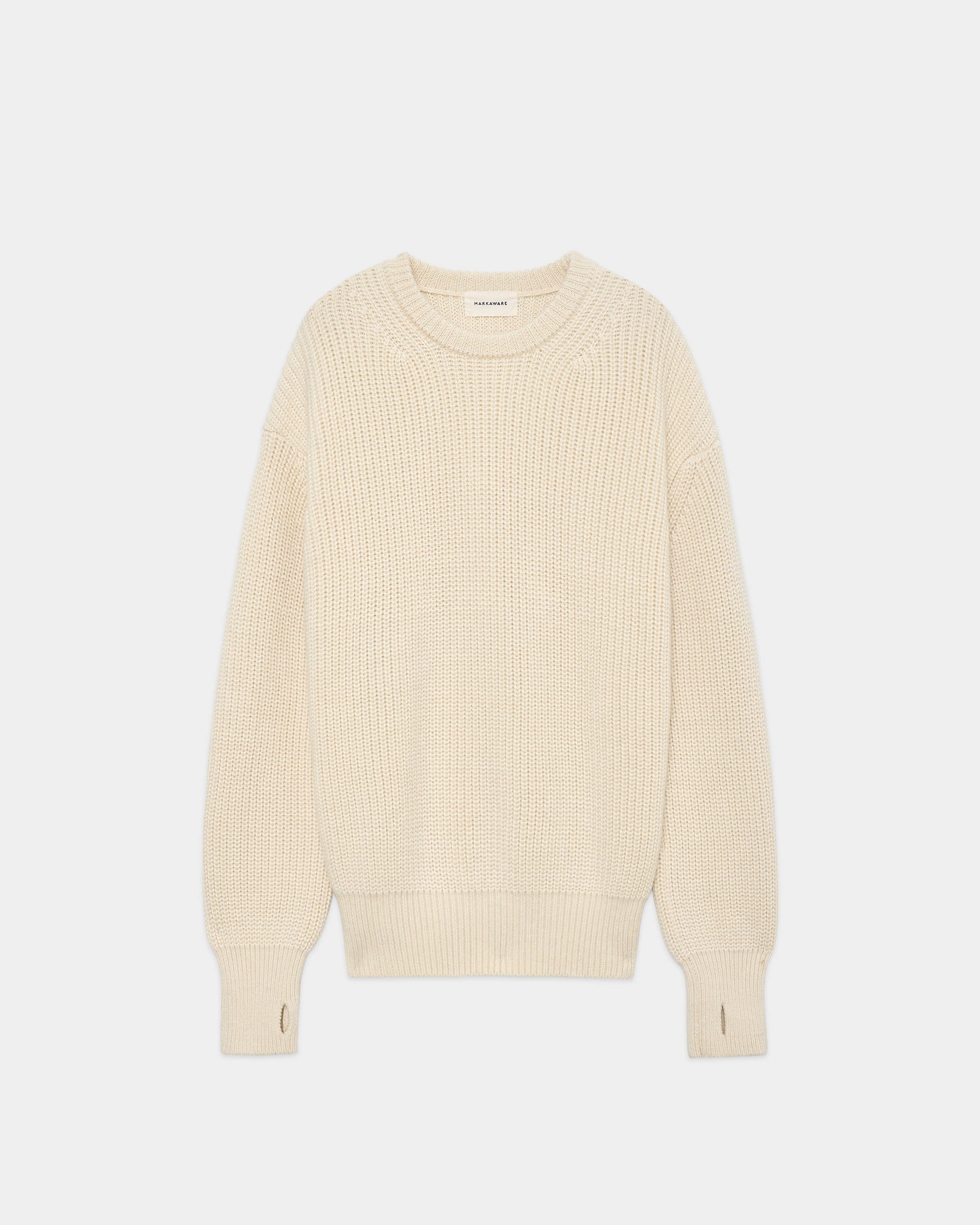 アルパカ16 / リブドクルーネックジャンパー, Natural White