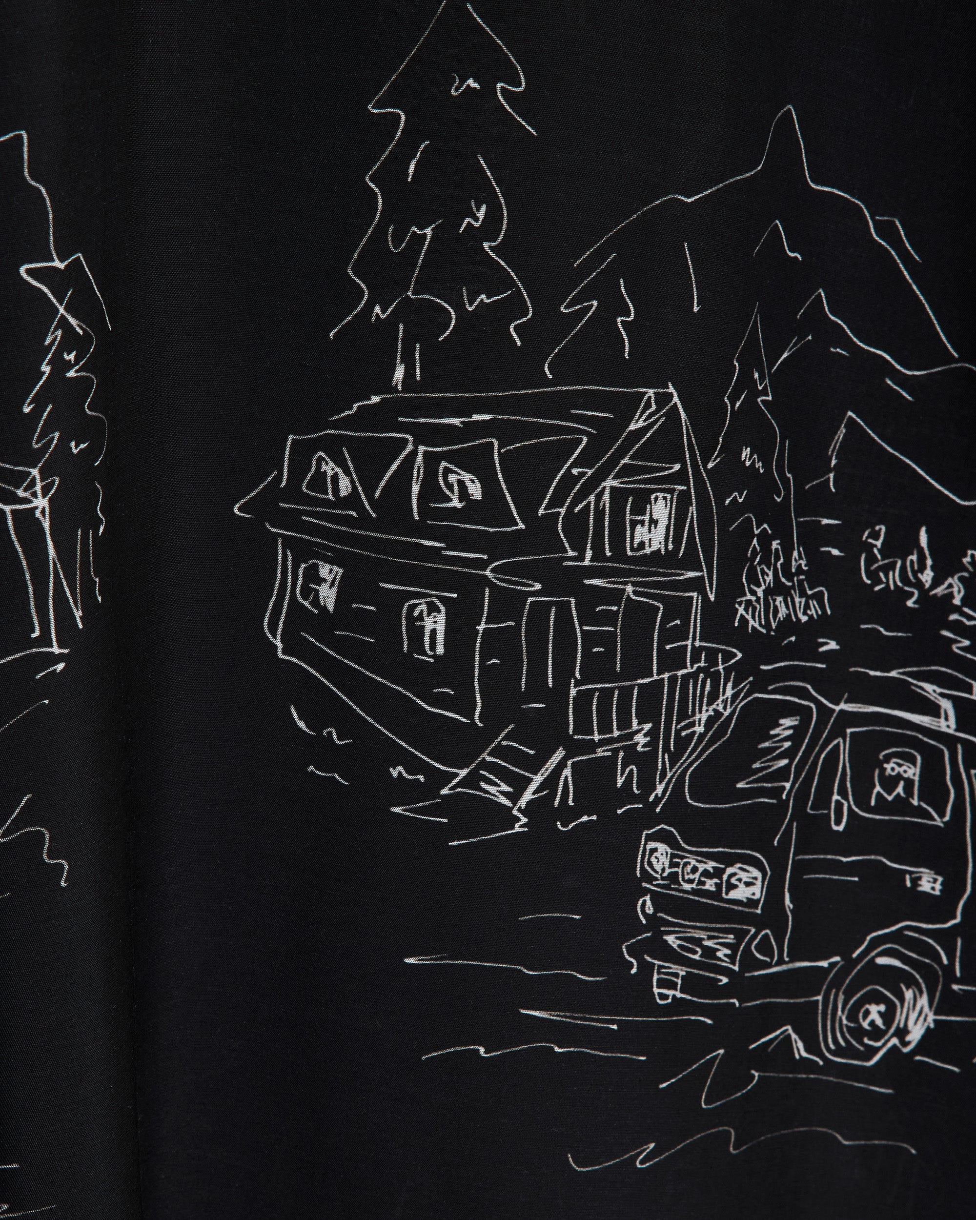 キュプラシルクローン / オープンカラー S/S シャツ, Black Vanagon