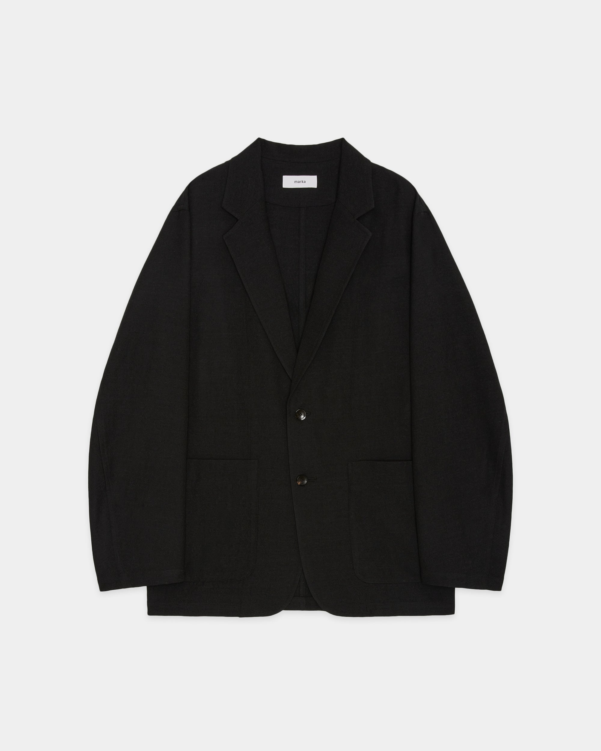 Tumbled Wool Serge / Stroll Around Jacket, Chambray Black