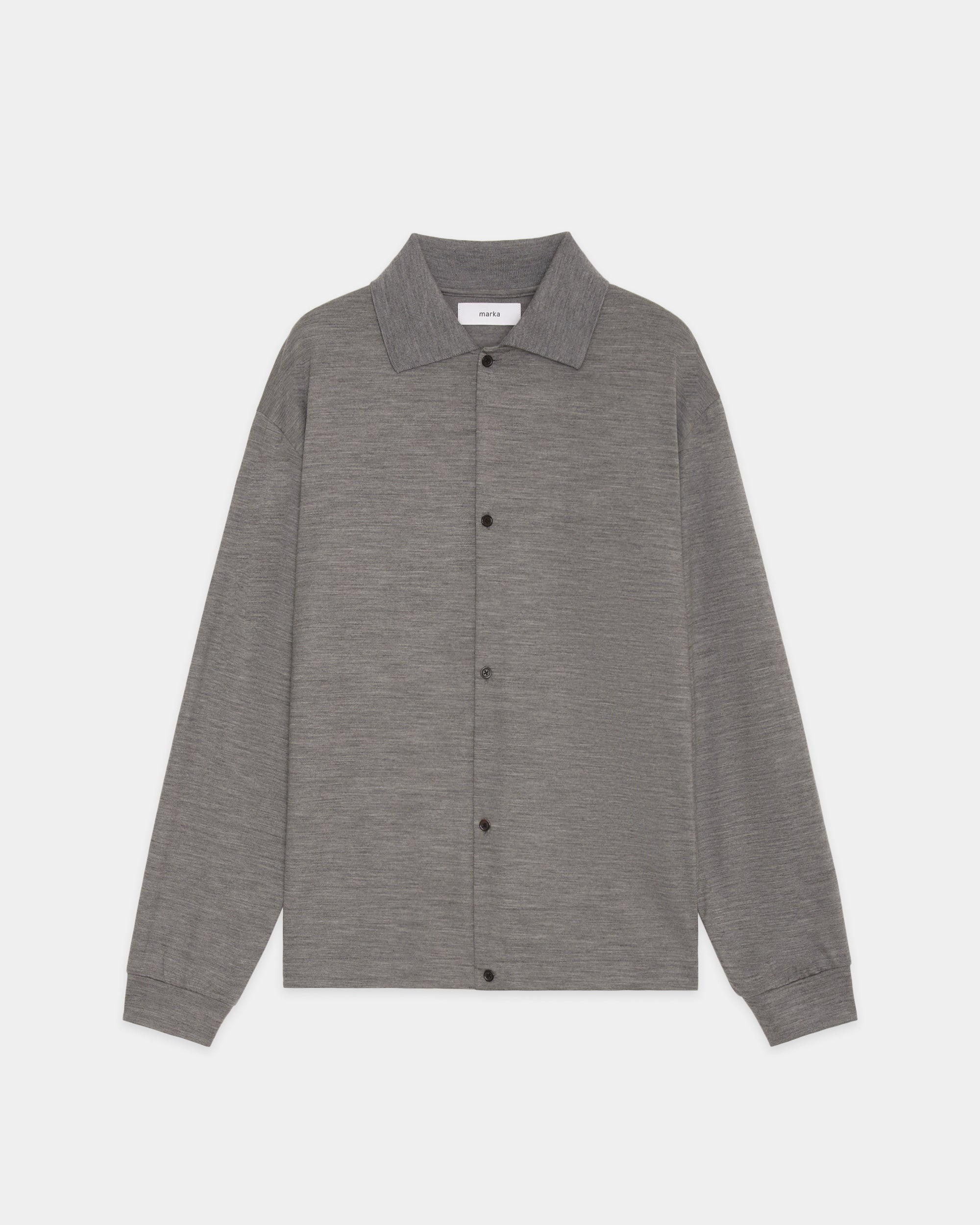 スーパー100s ウォッシャブルウール天竺 / シャツカーディガン, Top Gray