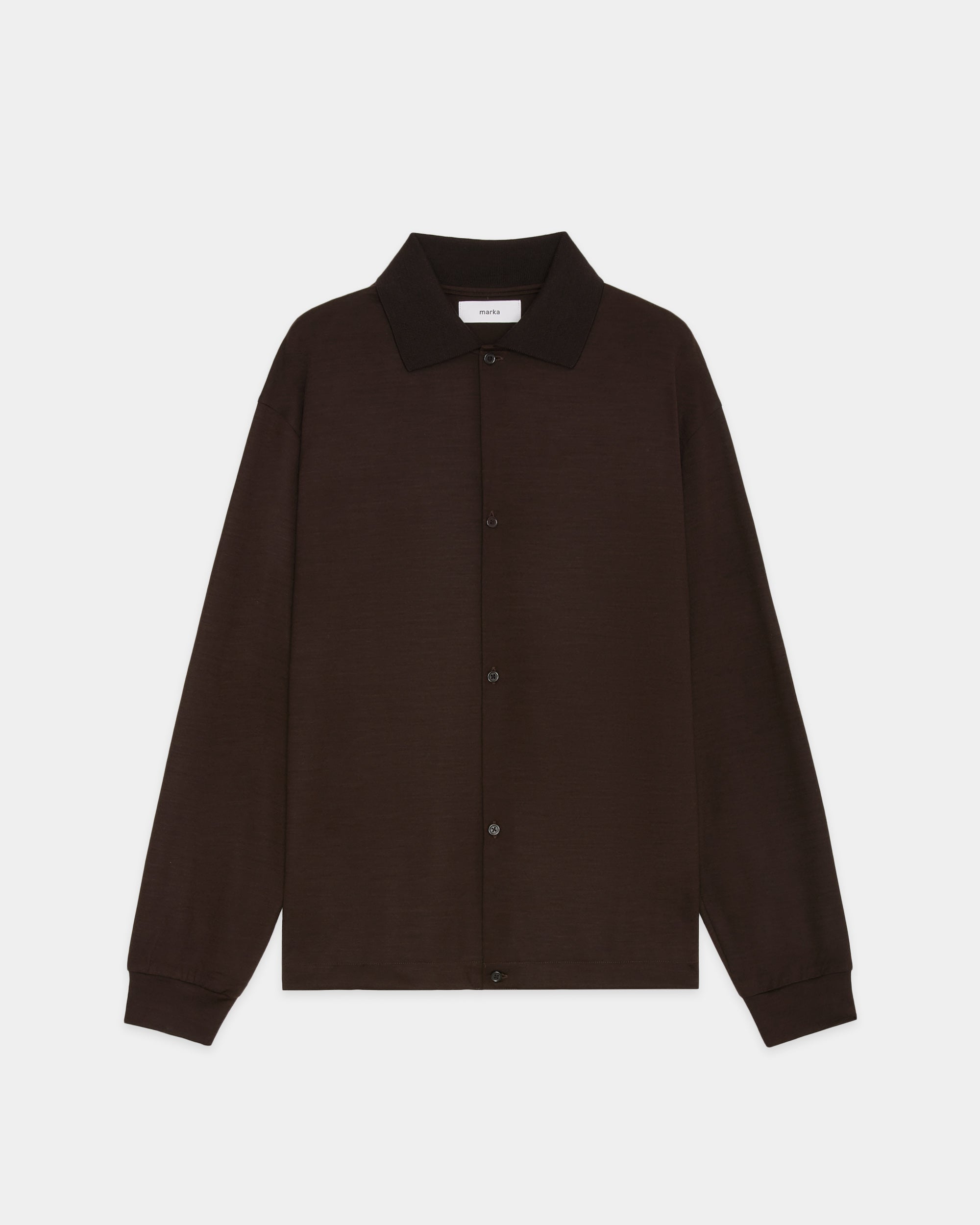 スーパー100s ウォッシャブルウール天竺 / シャツカーディガン, Dark Brown