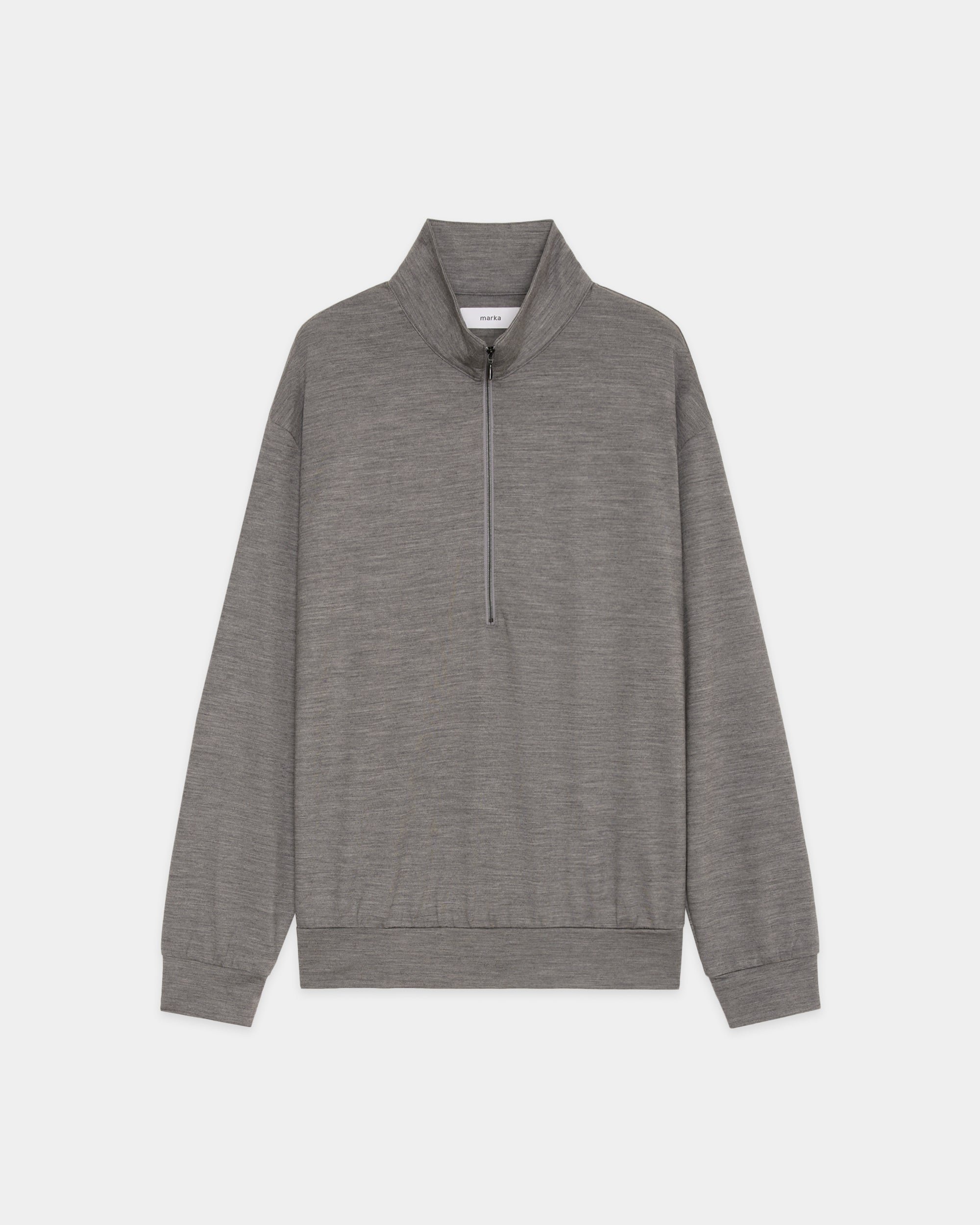 スーパー100s ウォッシャブルウール天竺 / ハーフジップスタンド, Top Gray