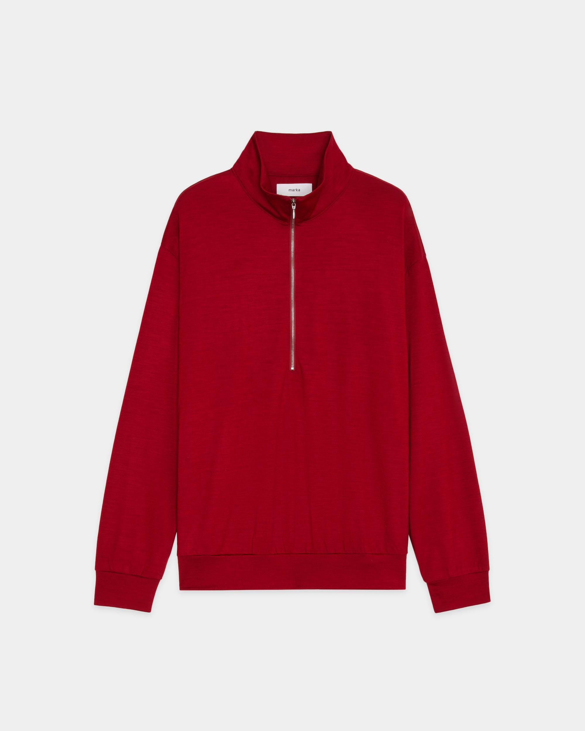 スーパー100s ウォッシャブルウール天竺 / ハーフジップスタンド, Red