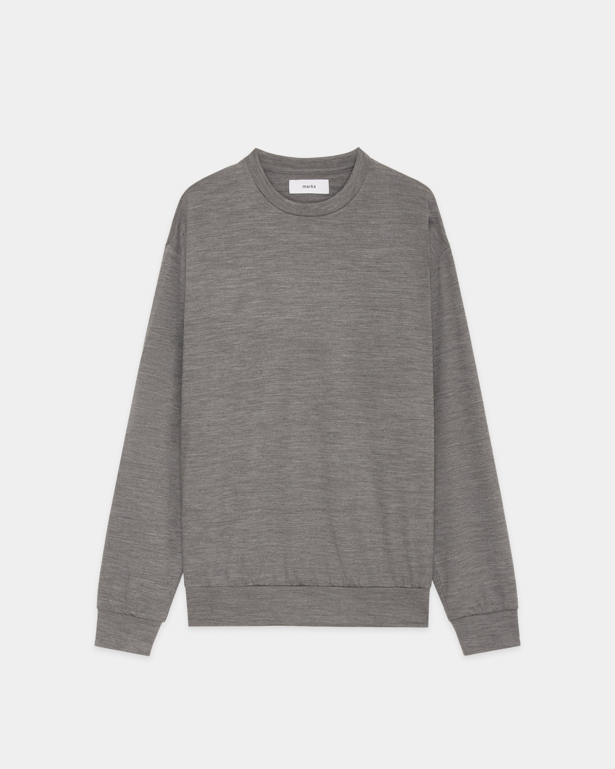 スーパー100sウォッシャブルウール天竺 / クルーネック L/S Tee, Top Gray