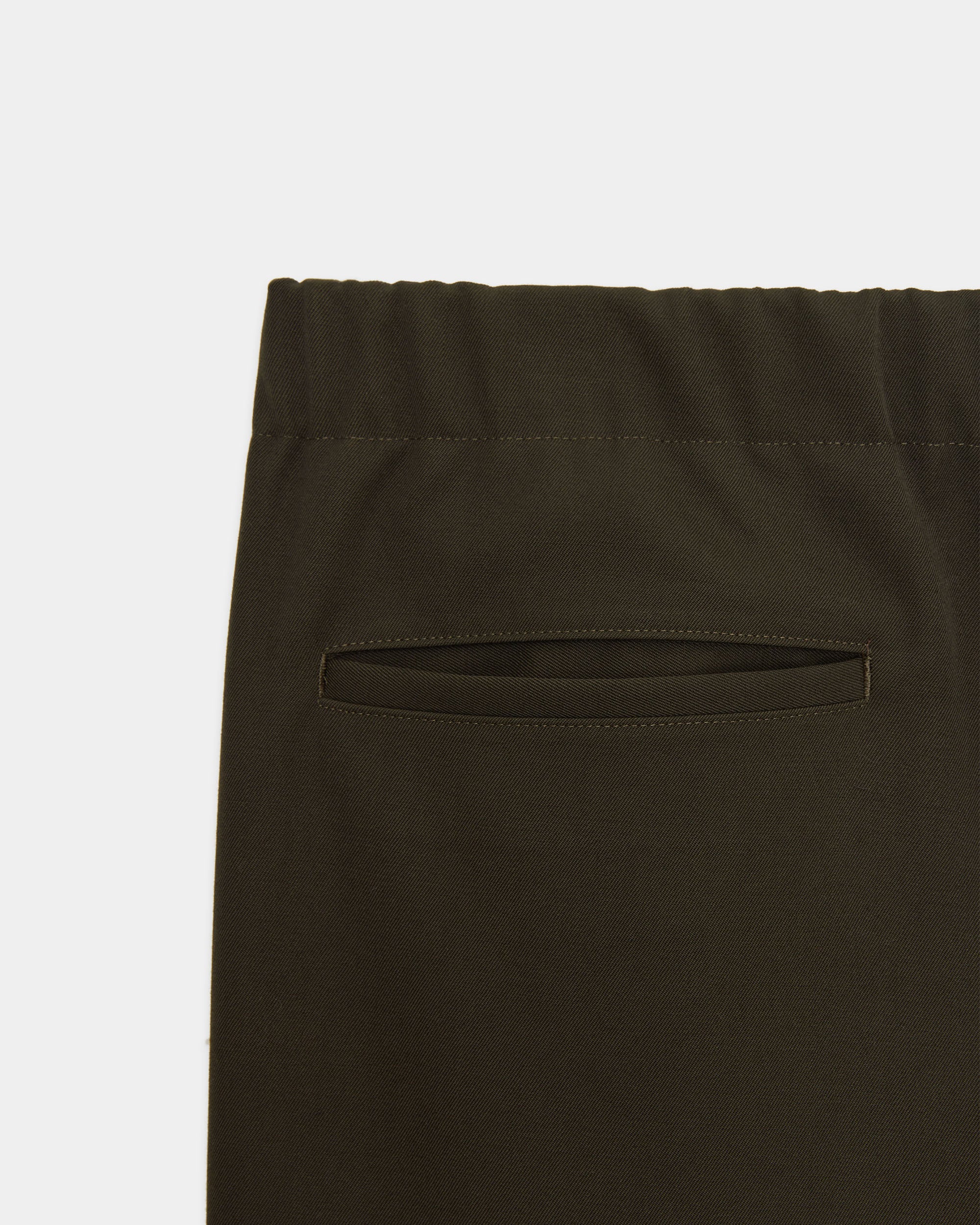 Wool Gabardine Washer Tumbler / Wide Cylinder Fit Easy Pants, Dark Olive