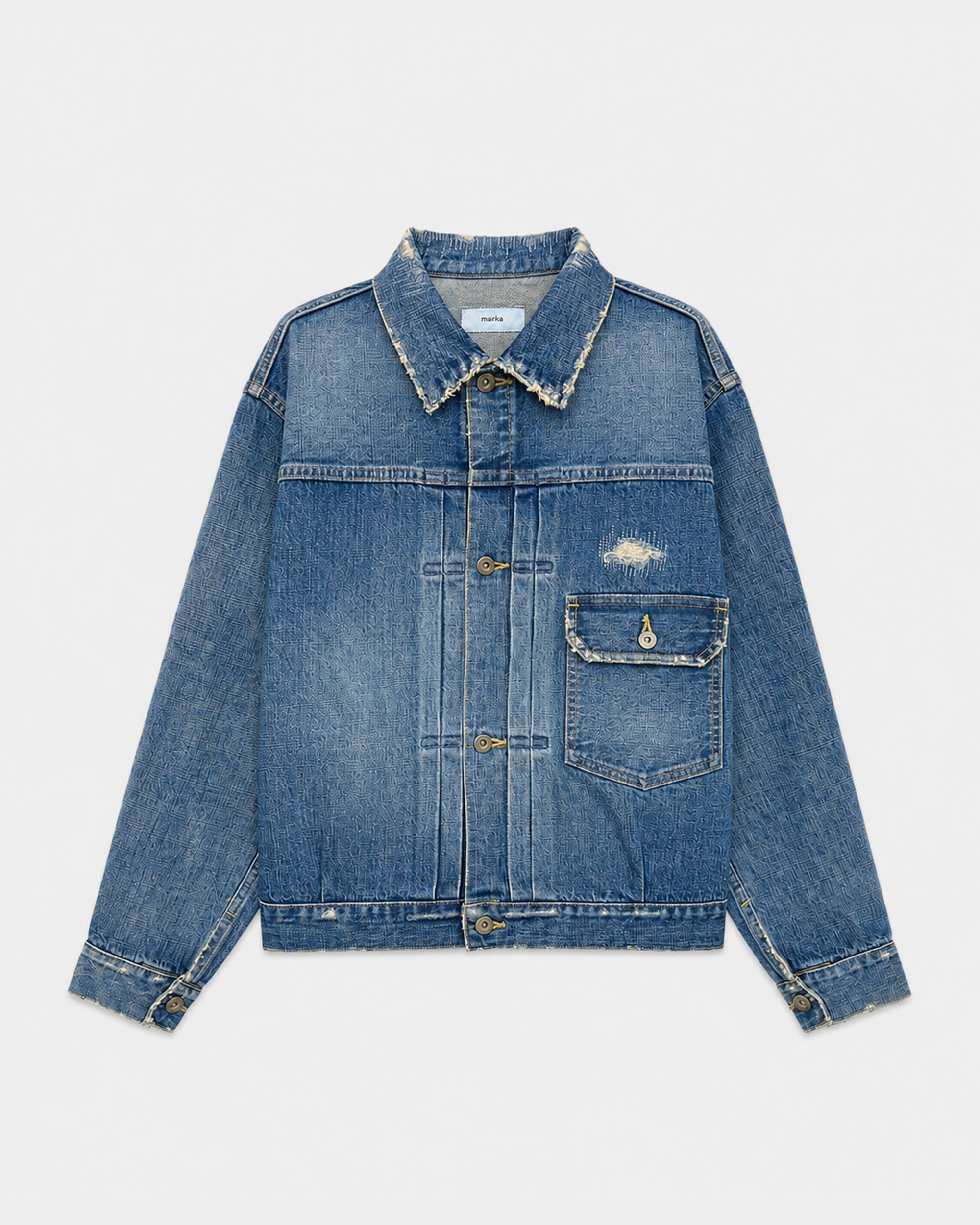【PARKING別注】オーガニックコットン13.5ozセルビッジデニム / Type-1 デニムジャケット, Indigo D&R
