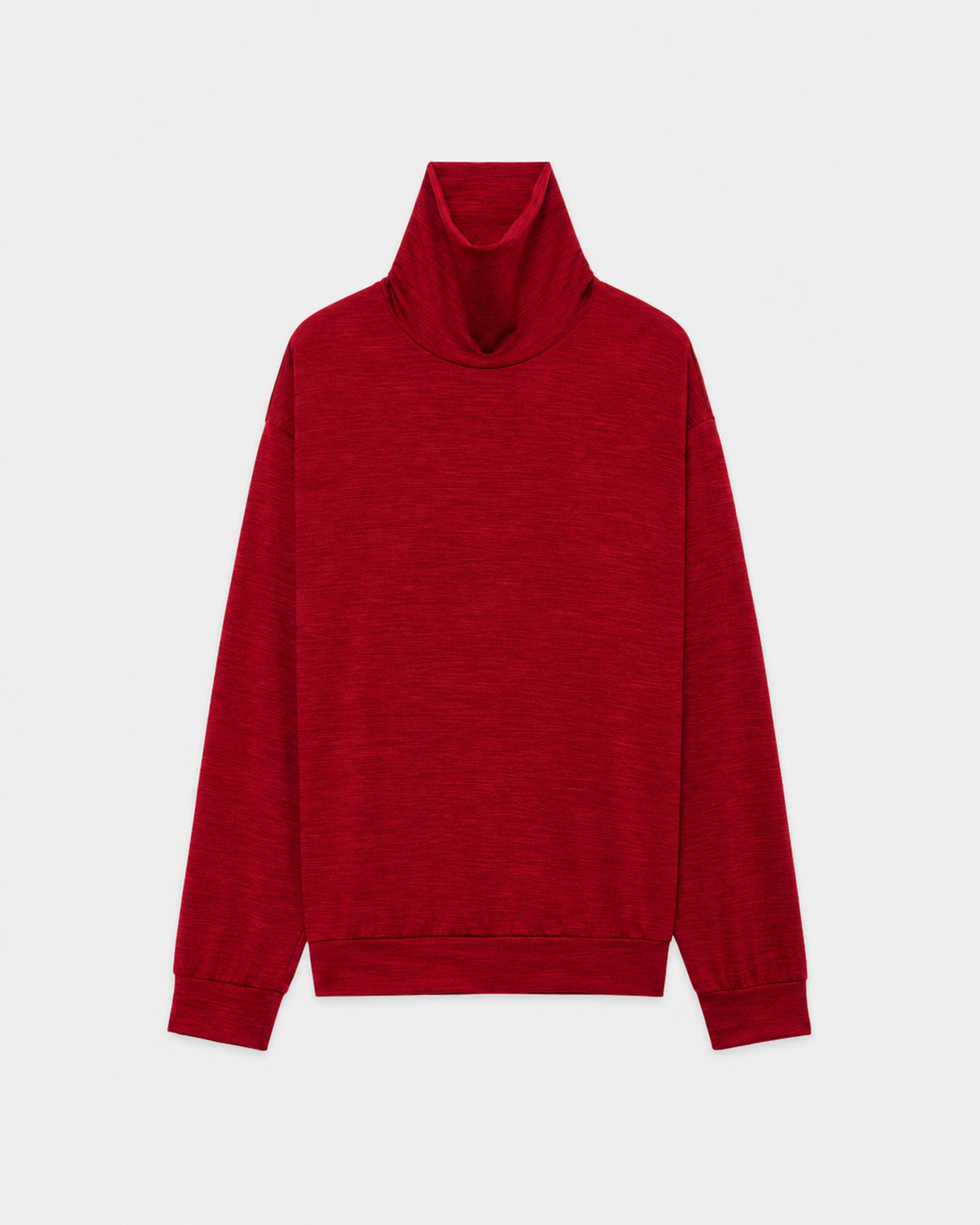 【PARKING Exclusive】Super 100s Washable Wool Jersey / Turtle Neck, Red